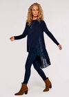 Butterfly Lace Panel Top, Navy, large