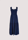 Smock Tiered Midi Dress, Navy, large