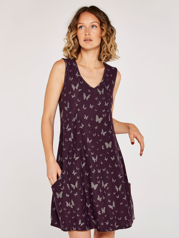Butterfly Spray Dress, Purple, large