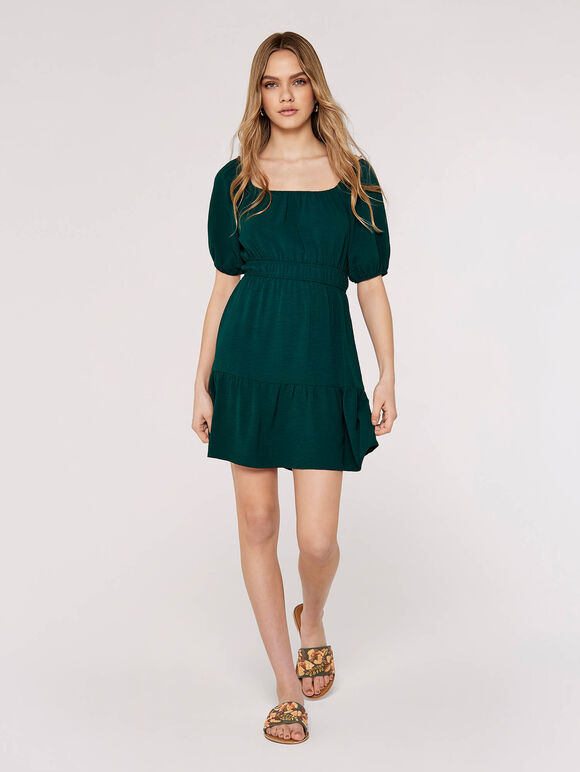 Milkmaid Mini Dress, Green, large