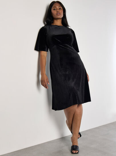 Curve Velvet Fit And Flare Midi Dress