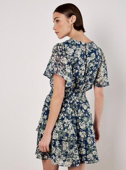 Blurred Floral Tiered Mini Dress