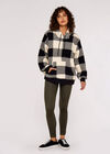 Gingham Check Fleece Hoodie, Black, large