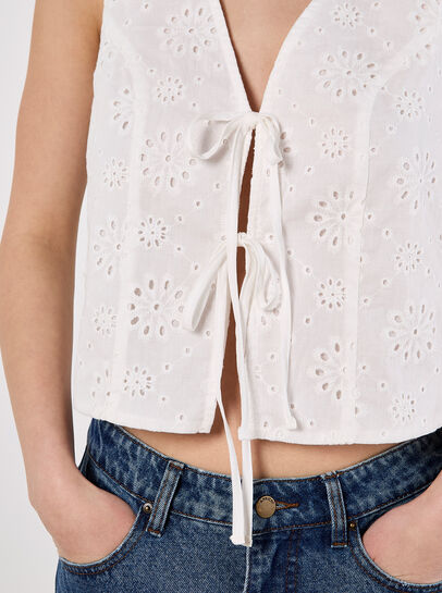 Broderie Anglaise Tie-Up Waistcoat