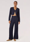 Pleat Detail Soft Tailored Trousers, Navy, large