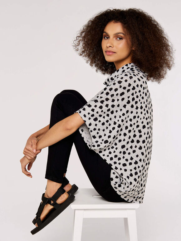 Dot Batwing Top, Grey, large