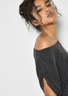 One-Shoulder Asymmetric Sparkle Top, Black, large