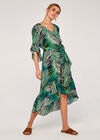 Tropical Leaf Ruffle Dress, Navy, large