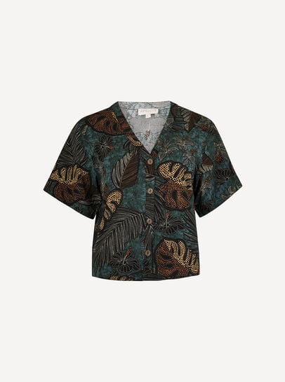 Tropical Leaf Print Shirt