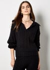 Twisted Cable Knit Crop Jumper, Black, large