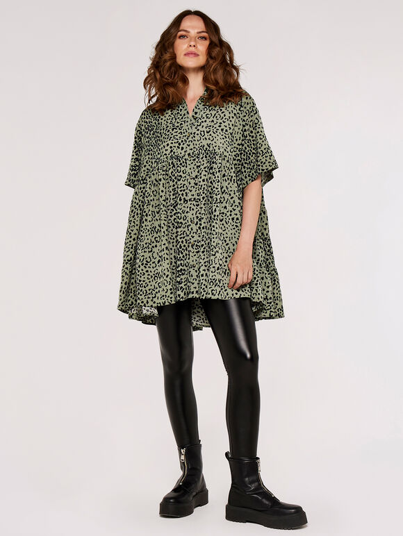 Animal Dot Oversized Top, Khaki, large