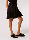 Linen Blend Button-Down Mini Skirt, Black, large