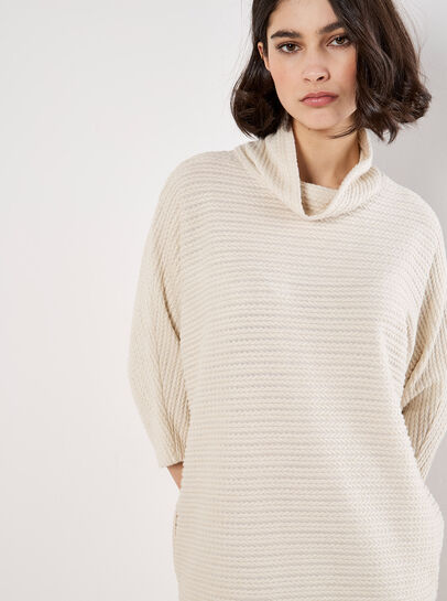 Textured Cable Knit Cocoon Jumper Mini Dress