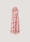 Painterly Floral Shimmer Midi Dress, Pink, large