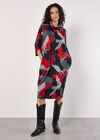 Paint Splash Cocoon Midi Dress, Red, large