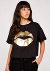 Glam Iridescent Lips T-Shirt, Black, large