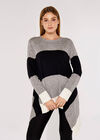 Statement Colourblock Waterfall Jumper, Grey, large