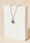 Silver Tone Blue Stone Heart Necklace, Blue, large