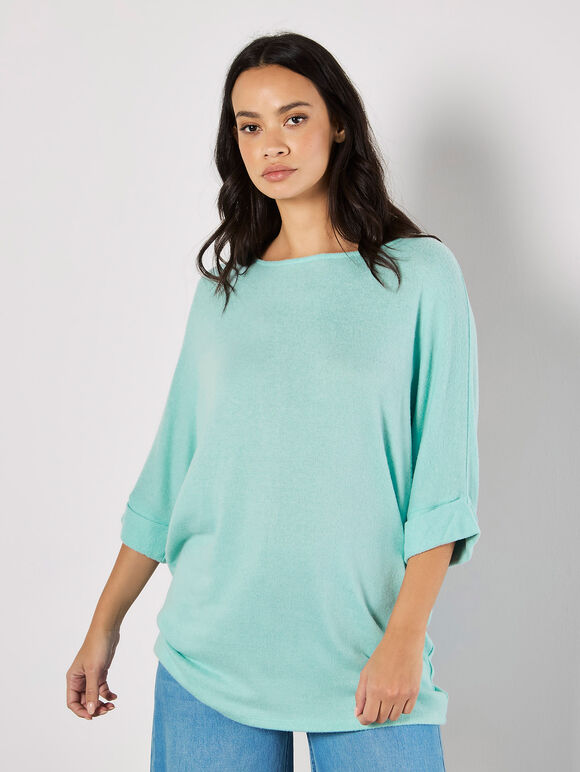 Soft Touch Batwing Top, Aqua - Turquoise, large