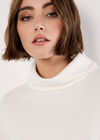 Waffle Knit Mock Neck T-Shirt, Cream, large