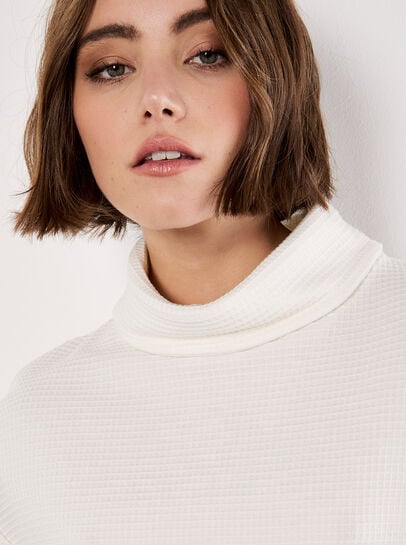Waffle Knit Mock Neck T-Shirt
