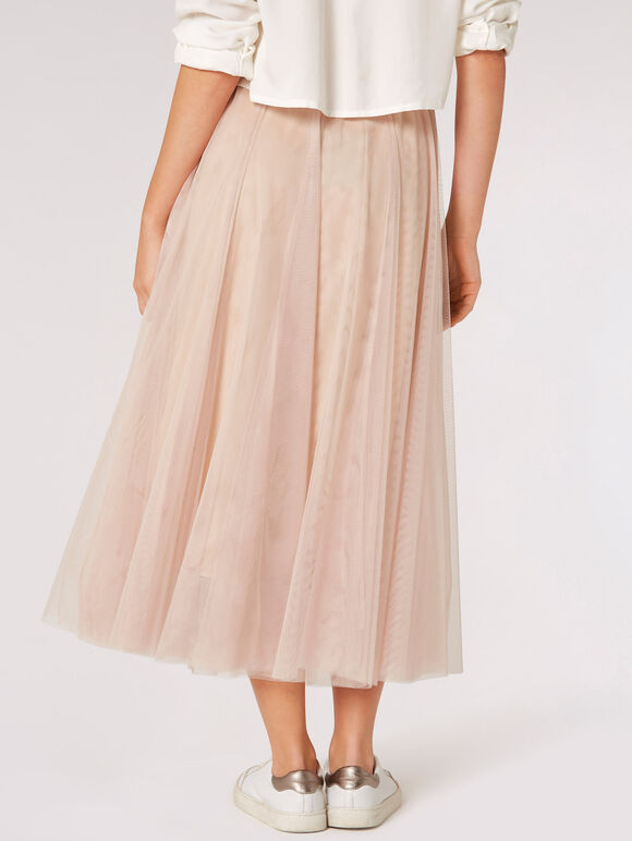 Tulle A-Line Midaxi Skirt, Stone, large