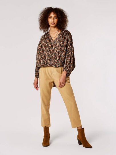 Ikat Tile Print Wrap Top