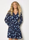 Chiffon Floral Print Mini Dress, Navy, large