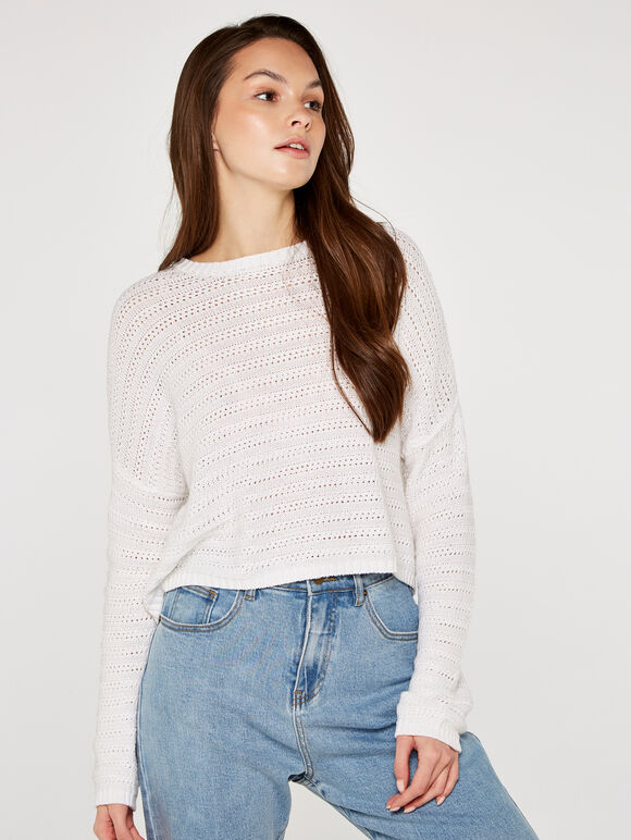 Rib Line Crop Jumper | Apricot Clothing