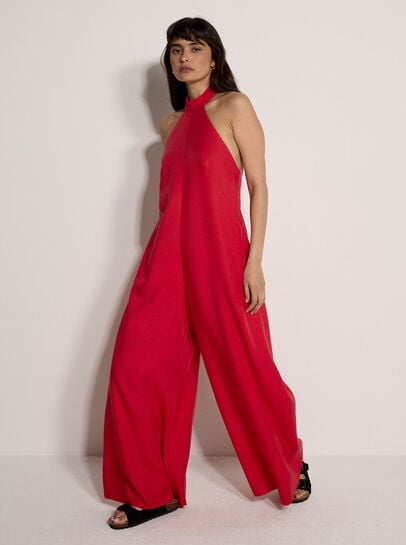Halter Neck Wide-Leg Jumpsuit