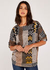 Chevron Patchwork Batwing Top, Mustard, large