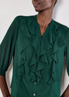 Ruffle Front Chiffon Blouse, Green, large
