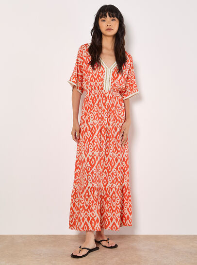 Ikat Swirl Shimmer Maxi Dress