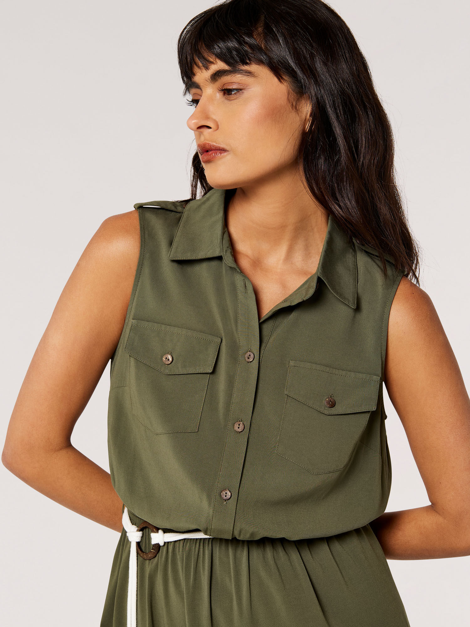 Sleeveless shirt dress uk discount