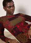 Folk Patchwork Jersey Knit Mini Dress, Red, large