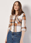 Lightweight Sherpa Lined Check Shacket, Rust, large