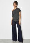 One-Shoulder Asymmetric Sparkle Top, Black, large