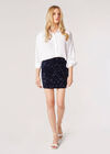 Velvet Sequin Bodycon Mini Skirt, Navy, large