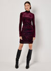 Animal Jacquard Velvet Mini Dress, Burgundy, large