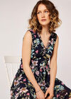 Floral Tiered Ruffle Dress, Navy, large