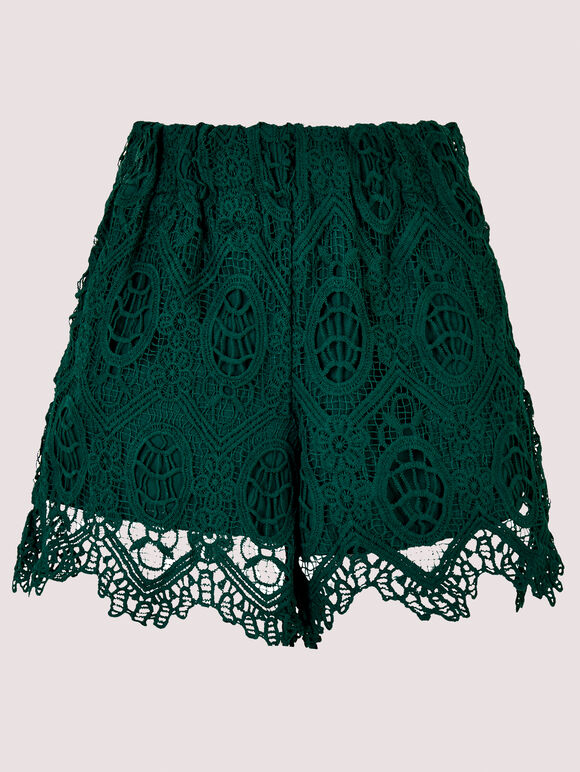 Scallop Lace Shorts, Green, large