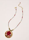 Embroidered Circle Necklace, Red, large