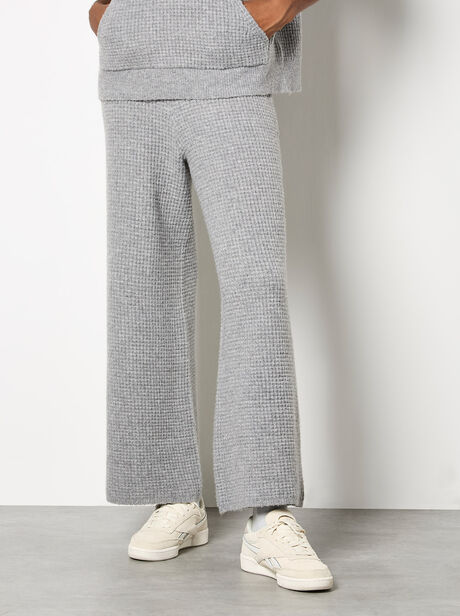 Waffle Knit Wide Leg Trousers