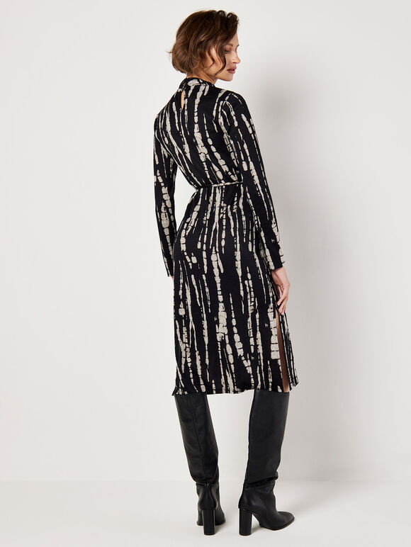 Tie Dye Soft Knit Midi Dress, Black, large