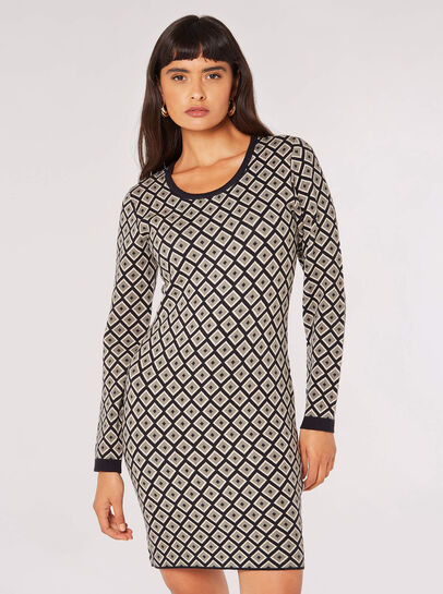 Geo Diamond Knit Mini Dress
