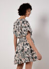 Tropical Print Linen Blend Mini Dress, Stone, large