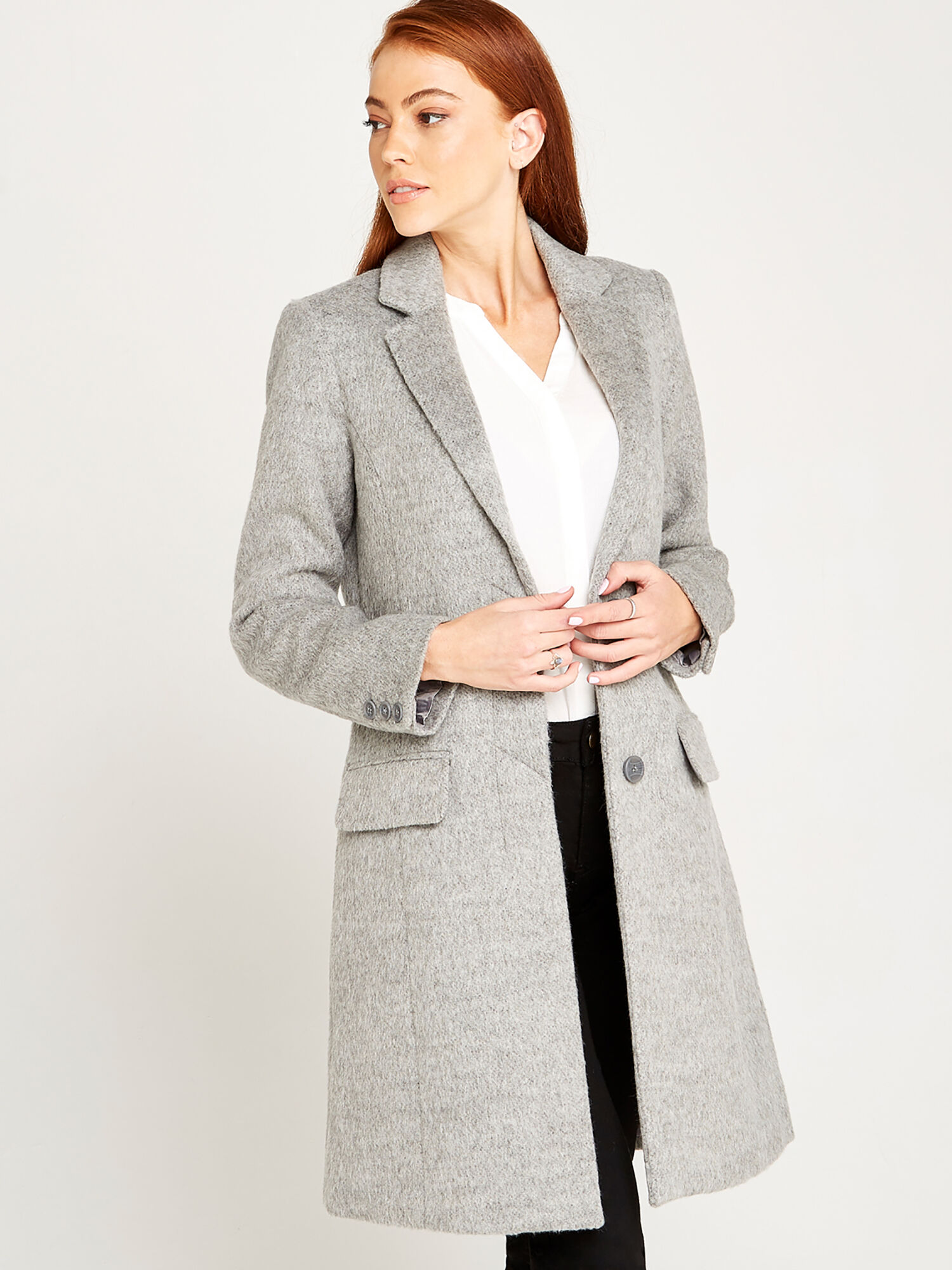 Grey wool coat womens uk sales