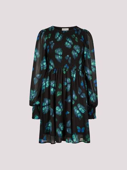 Butterfly Print Chiffon Mini Dress