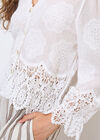 Embroidered Daisies Lace Hem Top, White, large