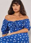 Silhouette Floral Milkmaid Maxi Dress, Blue, large